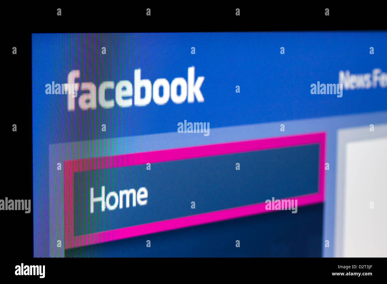 Close-up of Facebook for Samsung Internet TV makes it`s easy to stay connected and share information with friends from your TV. Stock Photo